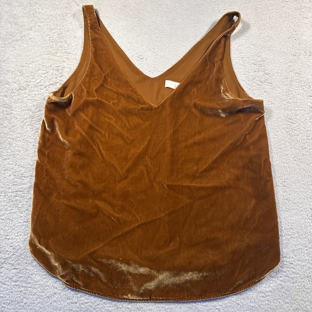 LOFT Velvet Tank Top Medium Brown V-Neck Sleeveless Casual Party Blouse
